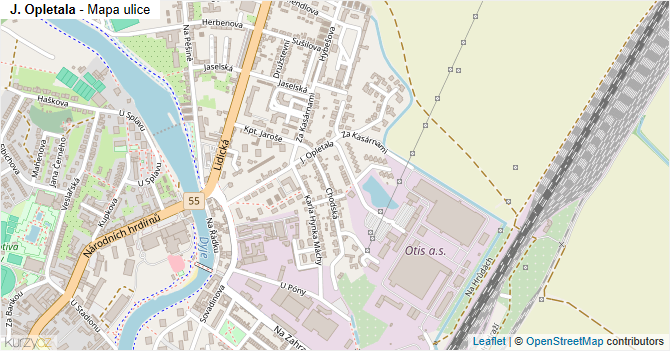 J. Opletala - mapa ulice