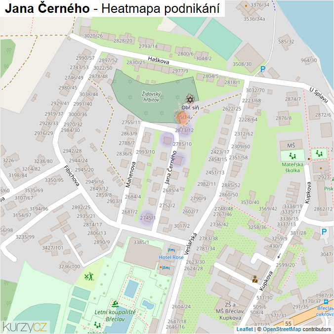 Mapa Jana Černého - Firmy v ulici.