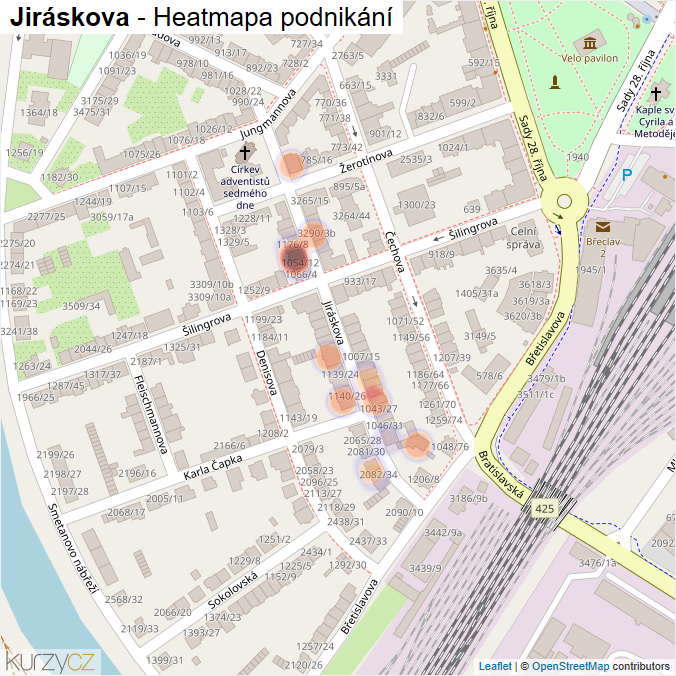 Mapa Jiráskova - Firmy v ulici.
