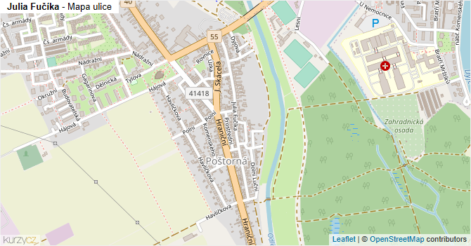 Julia Fučíka - mapa ulice