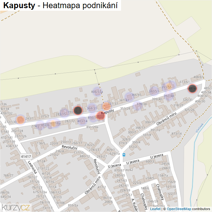 Mapa Kapusty - Firmy v ulici.
