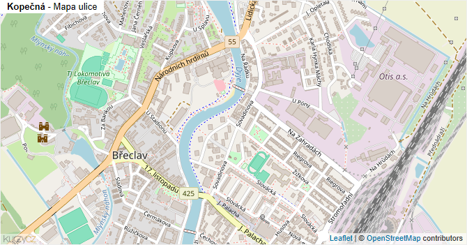 Kopečná - mapa ulice