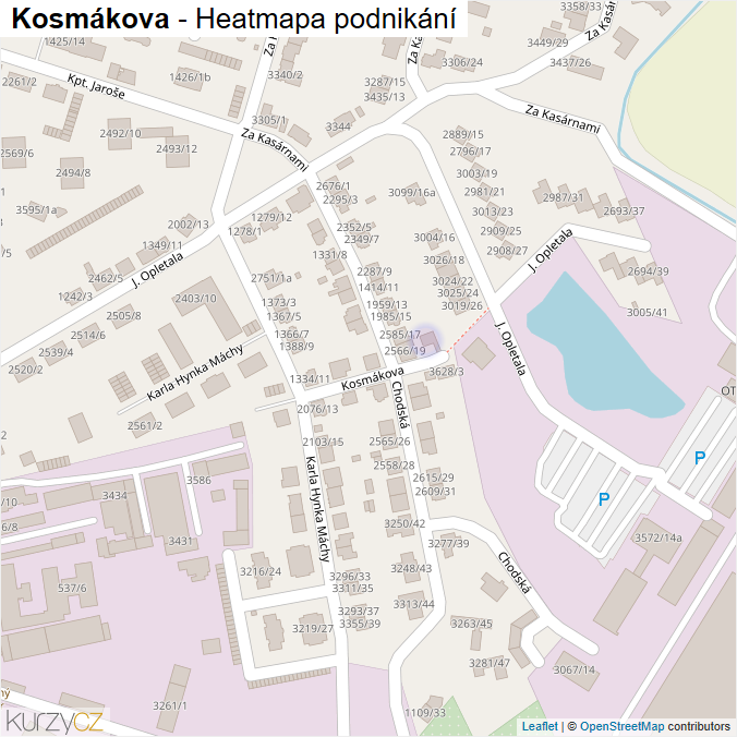 Mapa Kosmákova - Firmy v ulici.
