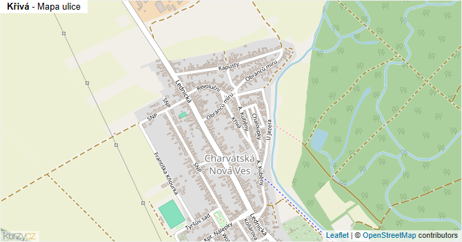Křivá - mapa ulice