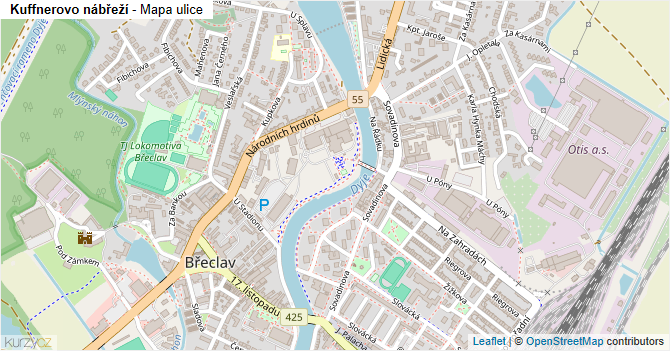 Kuffnerovo nábřeží - mapa ulice