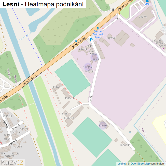 Mapa Lesní - Firmy v ulici.