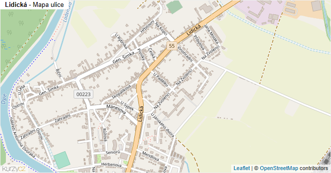 Lidická - mapa ulice