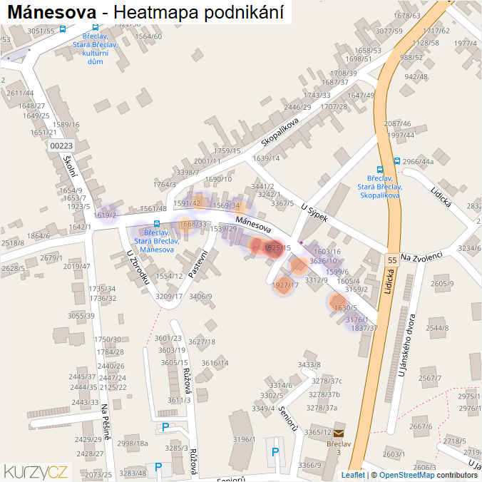 Mapa Mánesova - Firmy v ulici.