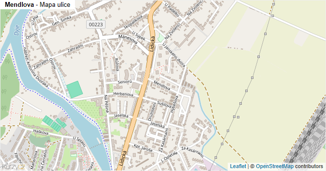 Mendlova - mapa ulice