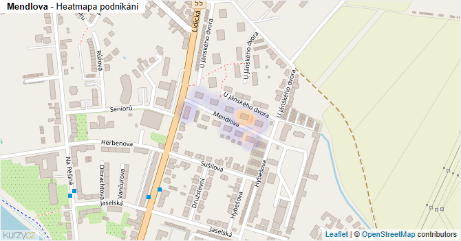Mendlova - mapa podnikání