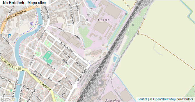Na Hrůdách - mapa ulice