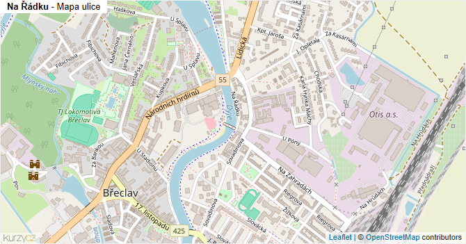Na Řádku - mapa ulice