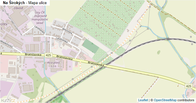 Na Širokých - mapa ulice