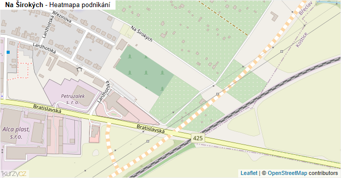 Na Širokých - mapa podnikání
