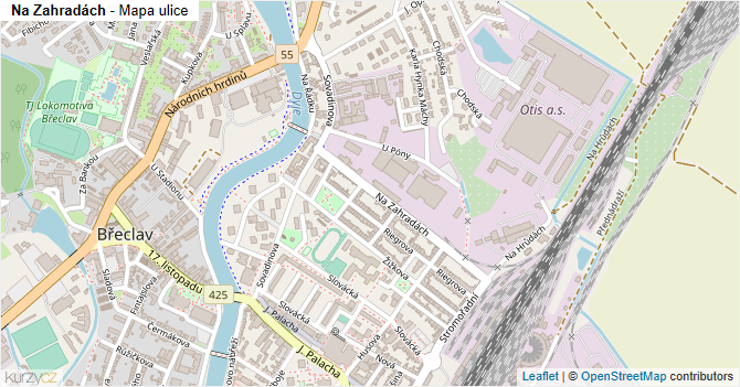 Na Zahradách - mapa ulice