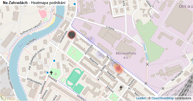 Na Zahradách - mapa podnikání
