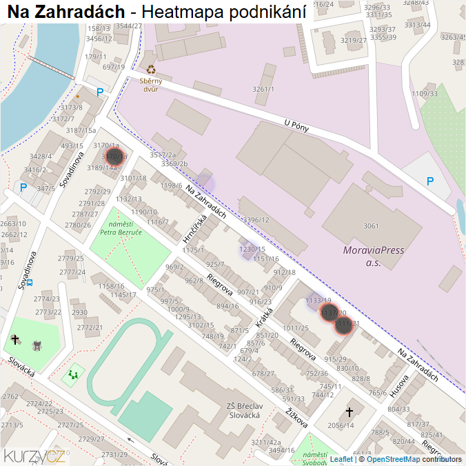 Mapa Na Zahradách - Firmy v ulici.