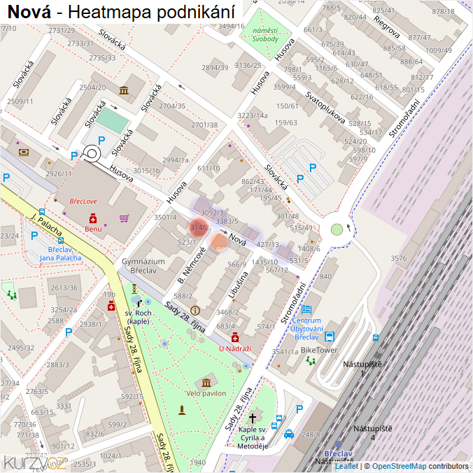 Mapa Nová - Firmy v ulici.