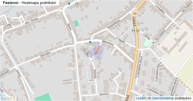 Pastevní - mapa podnikání
