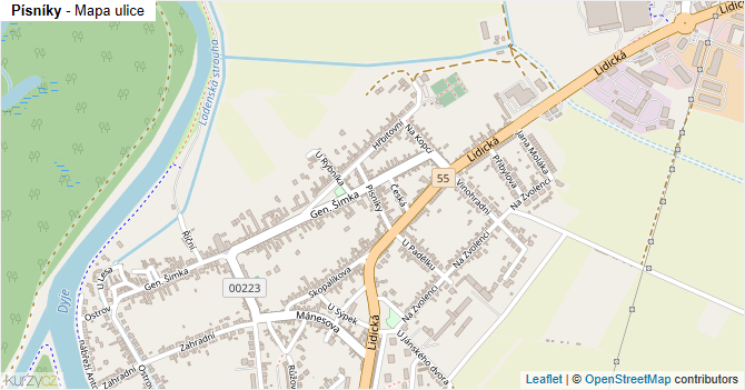 Písníky - mapa ulice