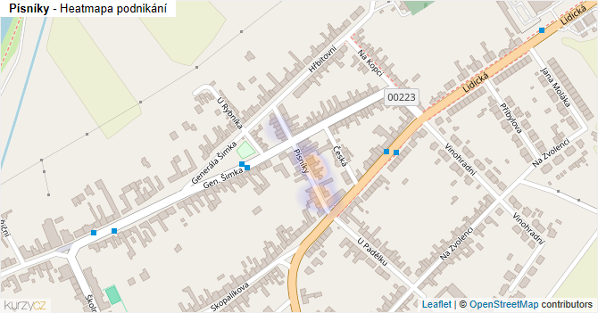 Písníky - mapa podnikání