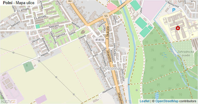 Polní - mapa ulice