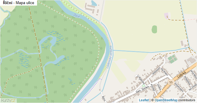 Říční - mapa ulice