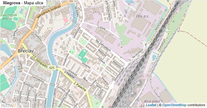 Riegrova - mapa ulice
