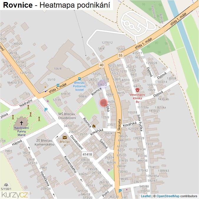 Mapa Rovnice - Firmy v ulici.