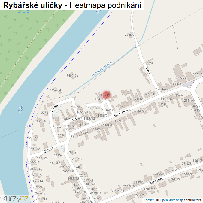 Mapa Rybářské uličky - Firmy v ulici.
