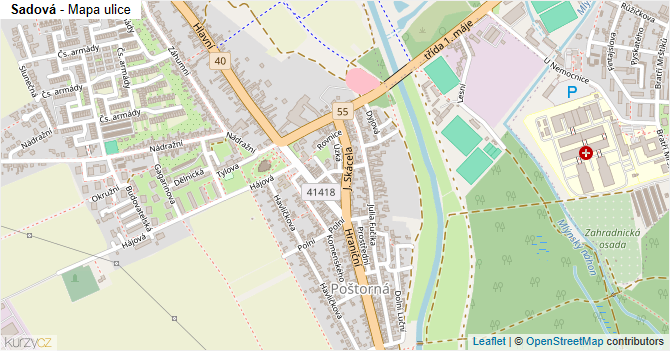 Sadová - mapa ulice