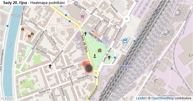 Sady 28. října - mapa podnikání
