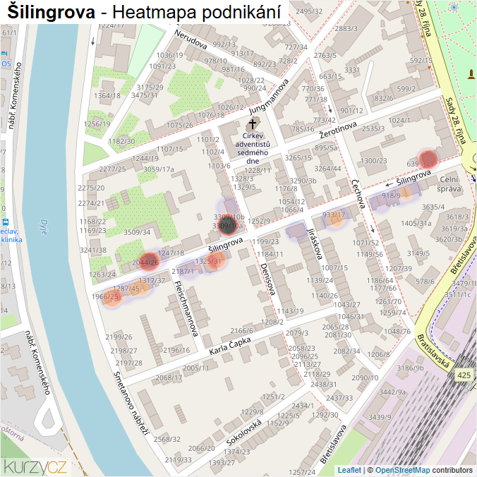 Mapa Šilingrova - Firmy v ulici.