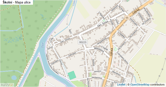 Školní - mapa ulice