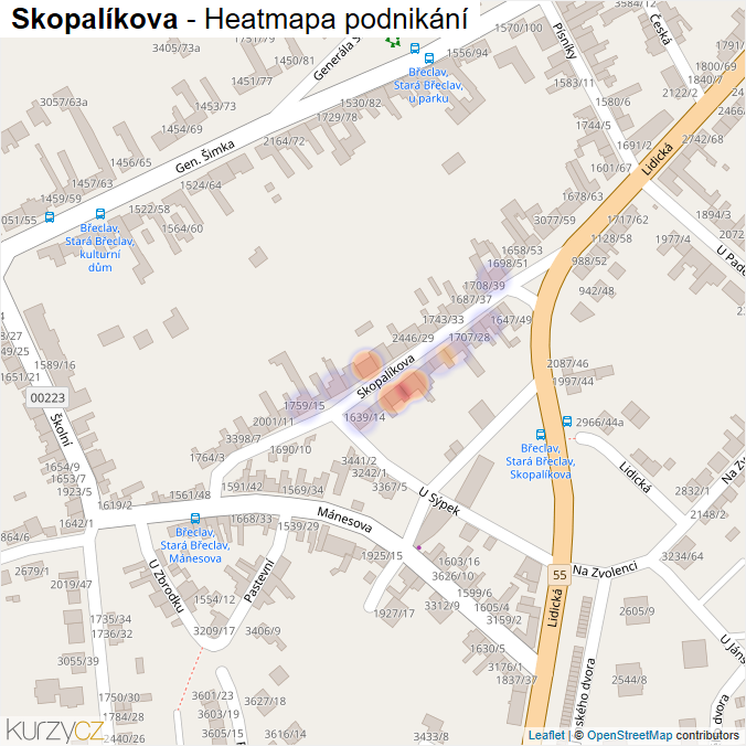 Mapa Skopalíkova - Firmy v ulici.