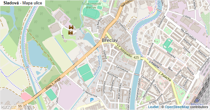 Sladová - mapa ulice