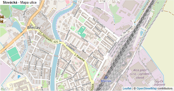 Slovácká - mapa ulice