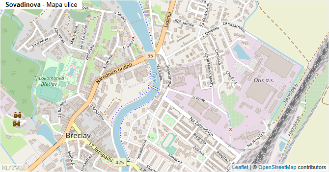 Sovadinova - mapa ulice