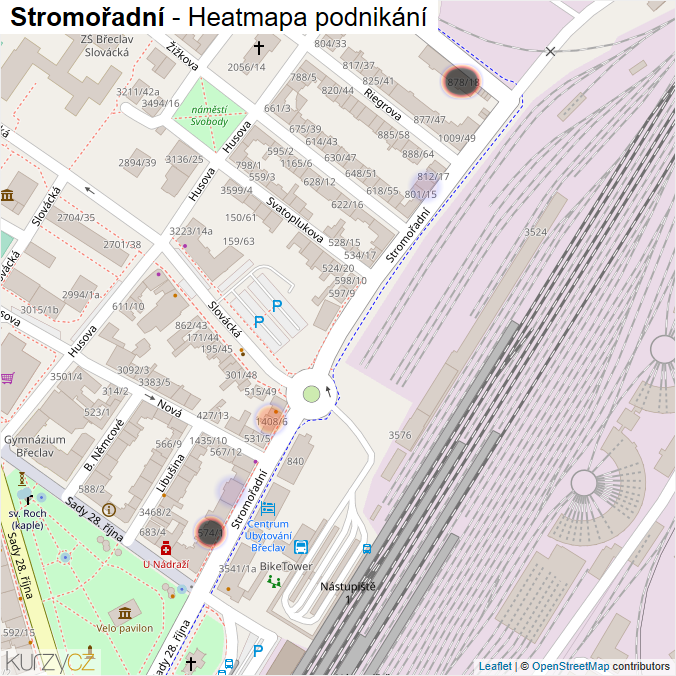 Mapa Stromořadní - Firmy v ulici.