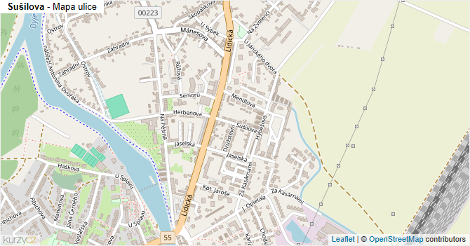 Sušilova - mapa ulice