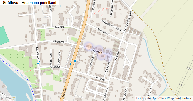 Sušilova - mapa podnikání