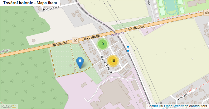 Tovární kolonie - mapa firem