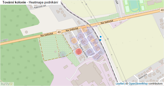 Tovární kolonie - mapa podnikání