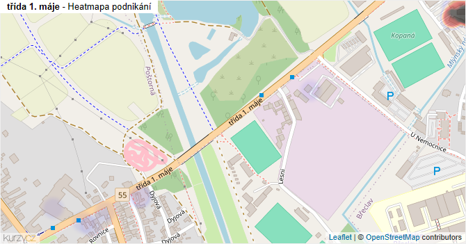 třída 1. máje - mapa podnikání