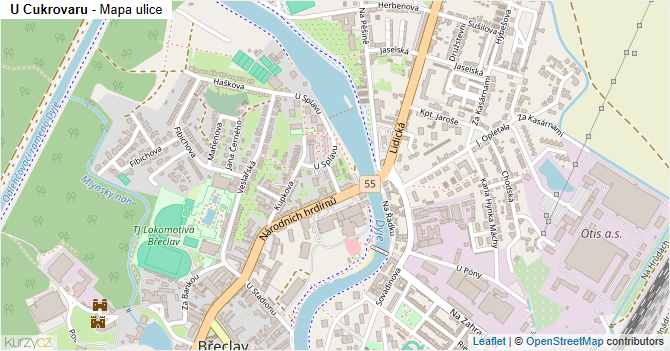 U Cukrovaru - mapa ulice