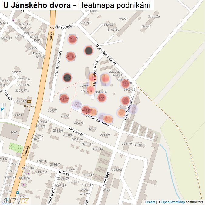 Mapa U Jánského dvora - Firmy v ulici.