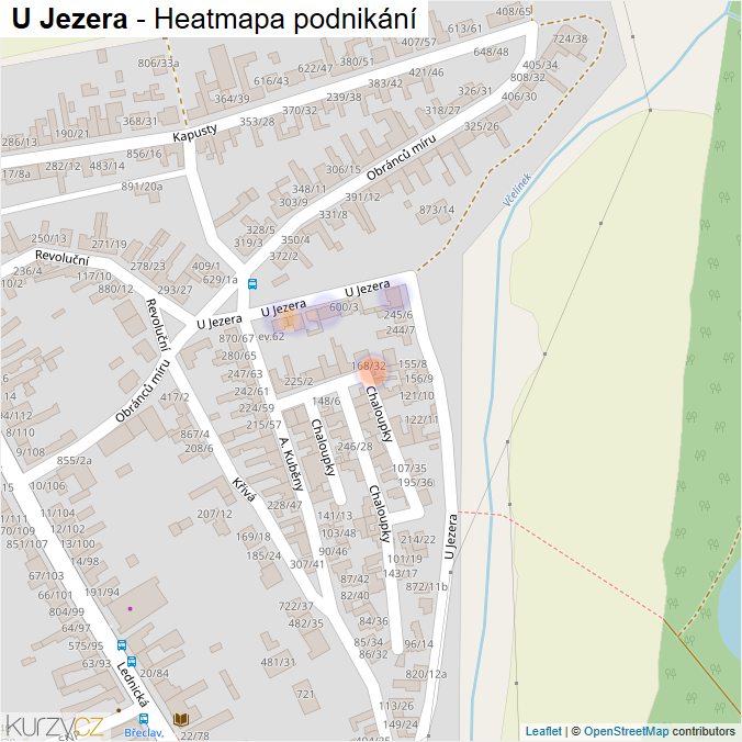 Mapa U Jezera - Firmy v ulici.