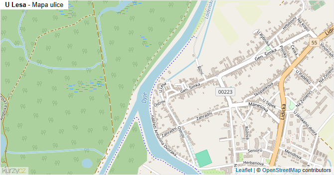U Lesa - mapa ulice