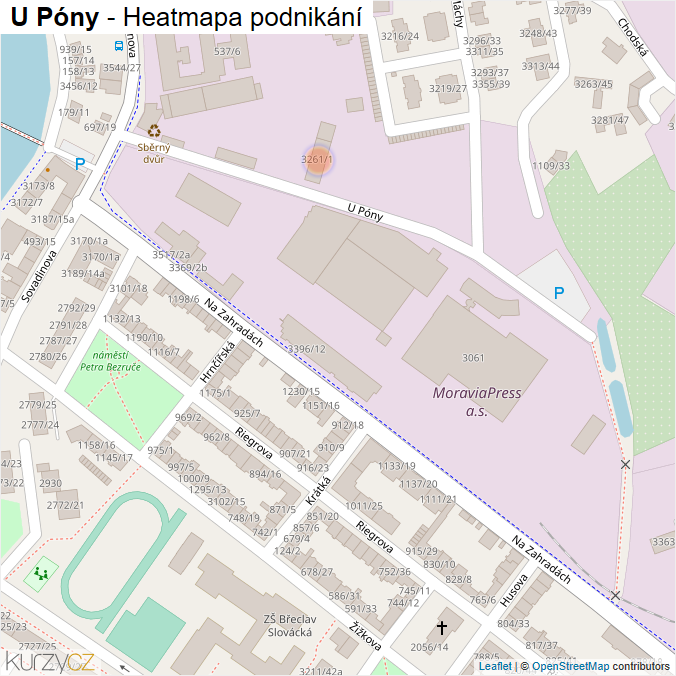 Mapa U Póny - Firmy v ulici.