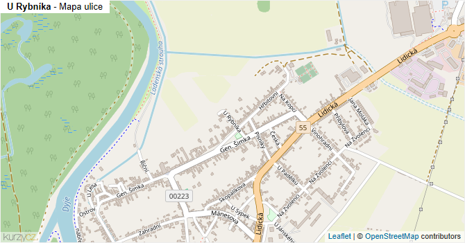 U Rybníka - mapa ulice
